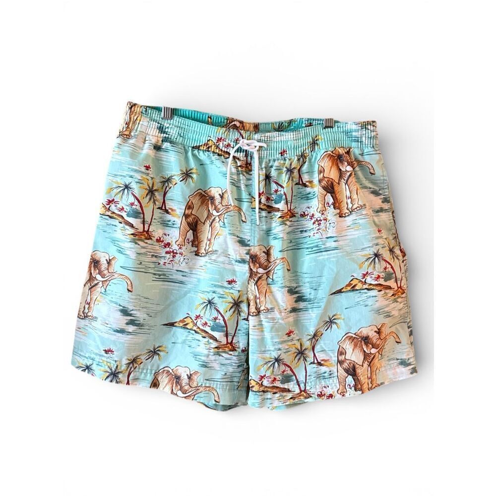 POLO RALPH LAUREN Vintage 90s Tropical Elephant Print Swim Trunks XL